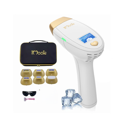 ليزر منزلي  اي مووي الثامن برو بالتبريد5 عدسات الليزر المنزلي بخاصية التبريد 2 مليون ومضة مع كريم ومرطب هدية وقلم تحديد هدية 